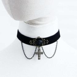  Gothic Rose Cross Choker für Damen mit Kette