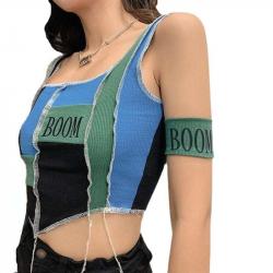 Damen Grunge Double Color Splice Tanktop mit Manschette