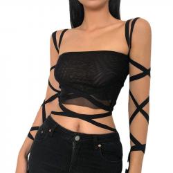 Strappy Mesh-Tanktop im Grunge-Stil für Damen