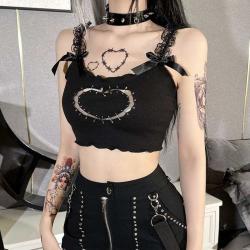 Damen Punk Love Heart Hollow Bustier