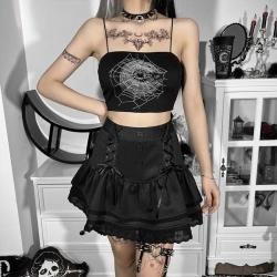 Bedrucktes Bustier mit Punk-Spinnennetz für Damen