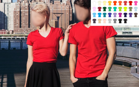 Damen & Herren T-Shirts mit V Ausschnitt