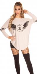 Trendy KouCla Oversize Pulli mit Nieten und Perlen 